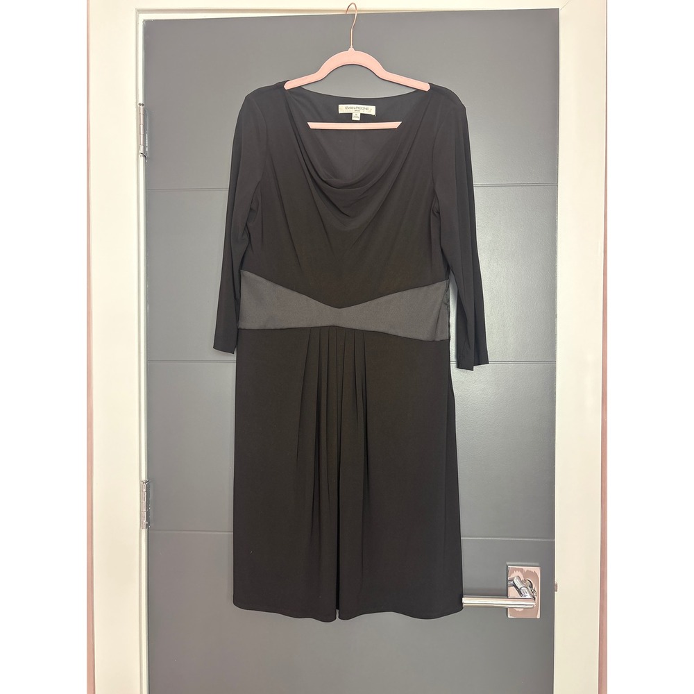EVAN PICONE Black Cowl Neck Sheath Dress Knee‎ Length Size 12
